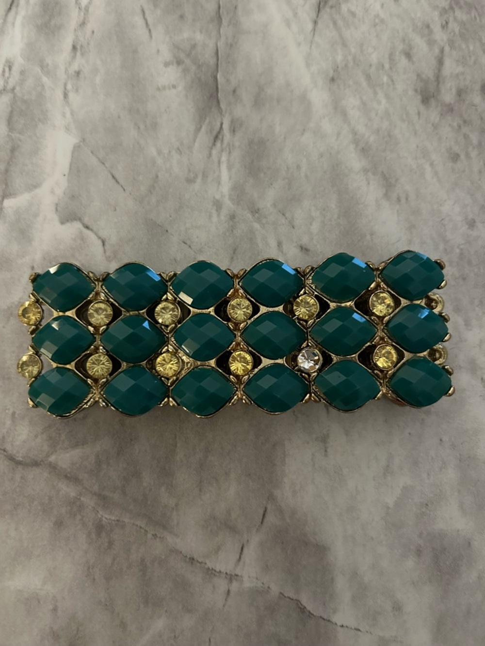 Gold-Tone Bracelet with Emerald Green stones and Crystal Accents